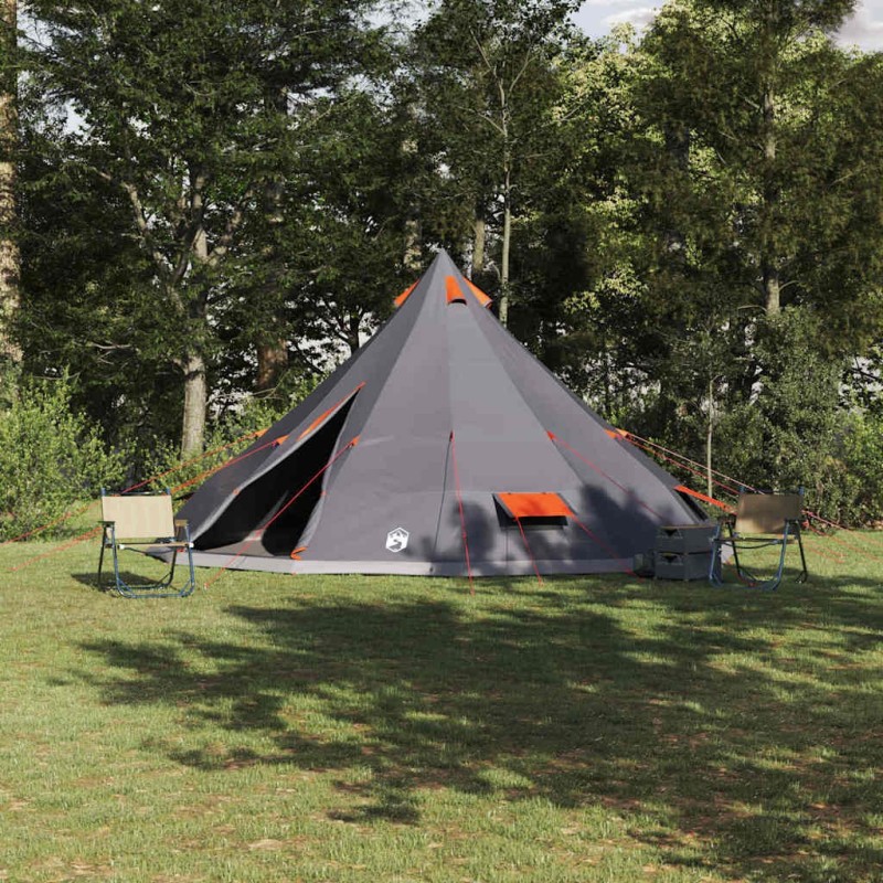 Tente Tipi avec toit Gris et orange 560 x 560 x 300 cm taffetas 524538524538