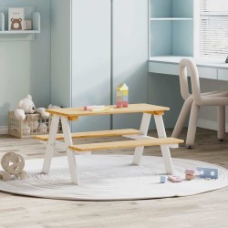 Table et bancs pour enfants IRUN blanc 90x79,5x50cm bois massif 524715524715