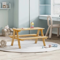 Table avec bancs pour enfants IRUN 90x79,5x50 cm bois massif 524724524724