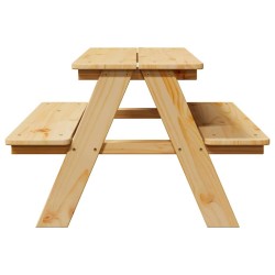 Table avec bancs pour enfants IRUN 90x79,5x50 cm bois massif 524724524724