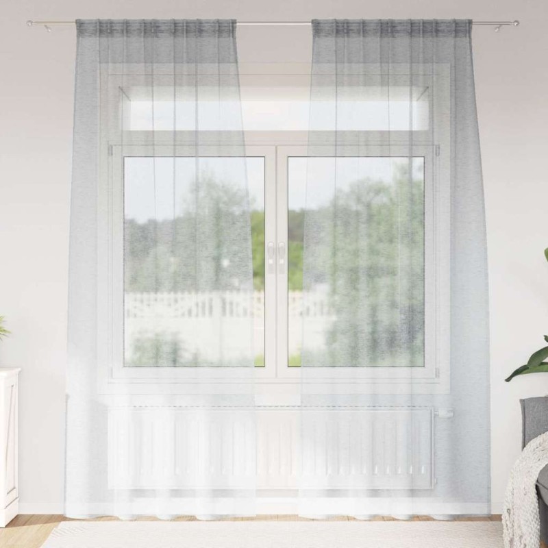 Rideau en Voile 2 pcs Gris foncé 225 x 140 cm Polyester 524766524766