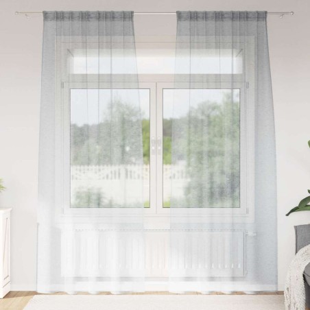 Rideau en Voile 2 pcs Gris foncé 225 x 140 cm Polyester 524766524766