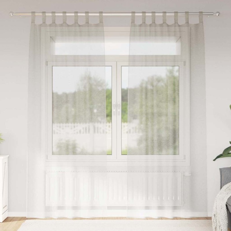 Rideau en Voile 2 pcs Crème 225 x 140 cm Polyester 524770524770