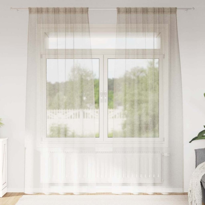 Rideau en Voile 2 pcs Couleur sable 260 x 140 cm Polyester 524771524771