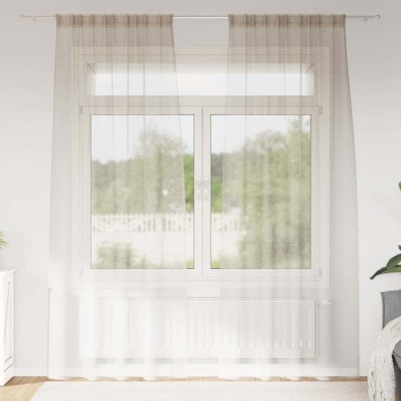 Rideau en Voile 2 pcs Couleur sable 260 x 140 cm Polyester 524771524771
