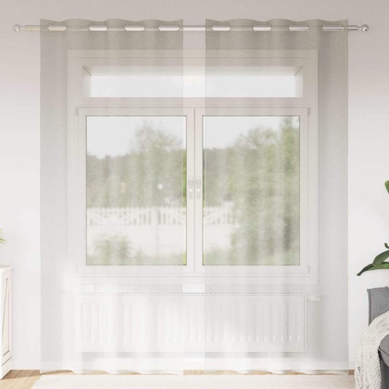 Rideau en Voile 2 pcs Crème 260 x 140 cm Polyester 524777524777