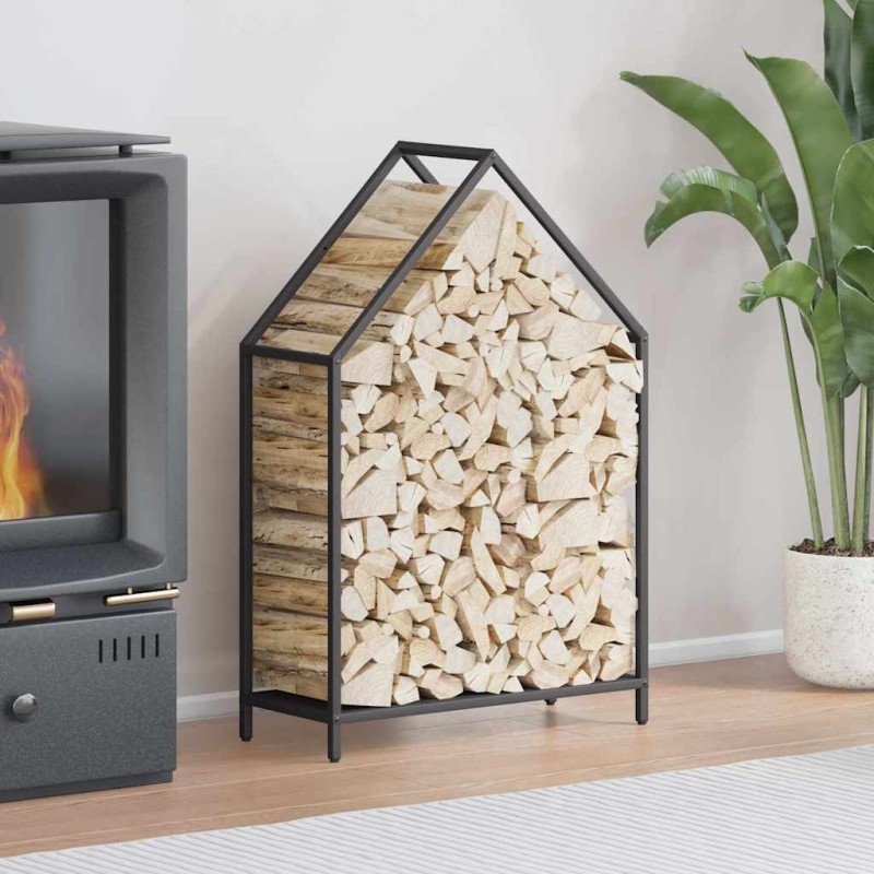 Portant de bois chauffage noir 60x25x90 cm 524810524810