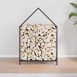 Portant de bois chauffage noir 60x25x90 cm 524810524810