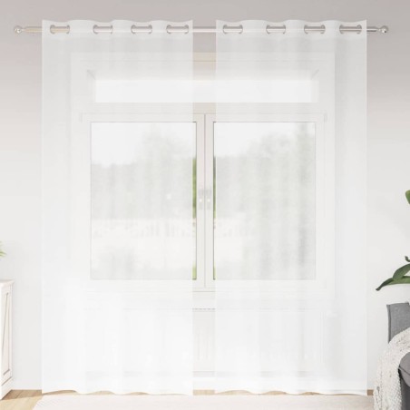 Rideau en Voile 2 pcs Blanc 245 x 140 cm Polyester 524817524817