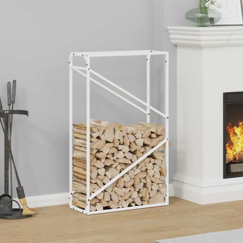 Portant de bois chauffage blanc 60x25x100 cm 524820524820
