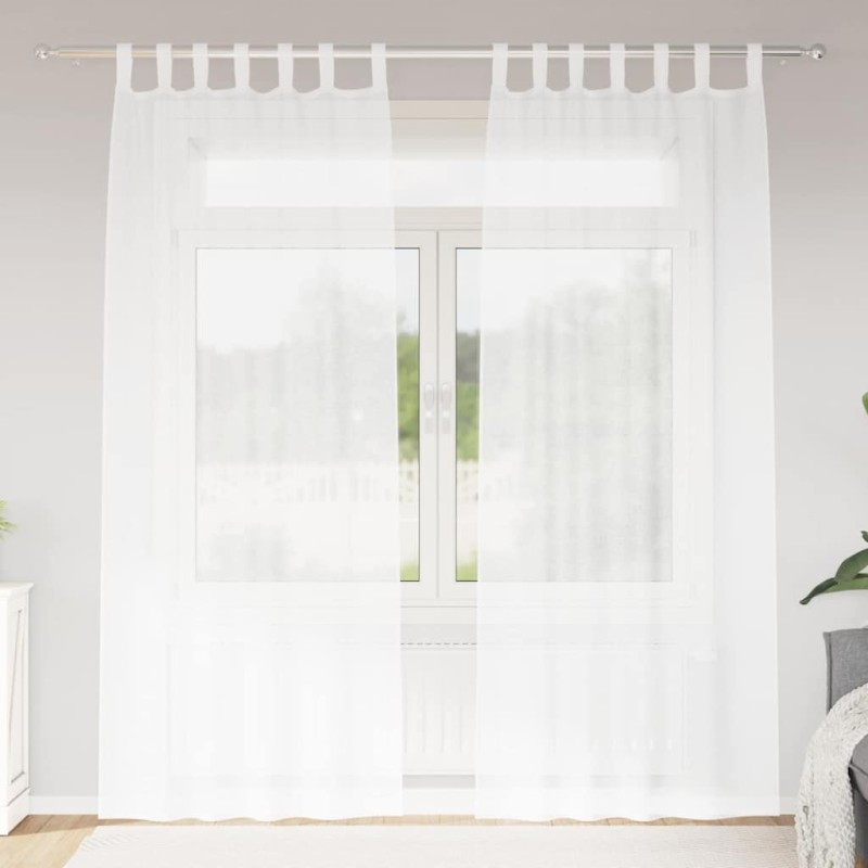 Rideau en Voile 2 pcs Blanc 245 x 140 cm Polyester 524832524832