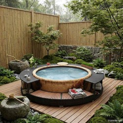 Cadre de bain à remous noir résine tressée 524836524836