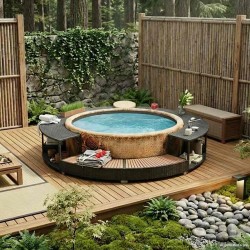 Cadre de bain à remous noir résine tressée 524836524836