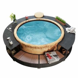 Cadre de bain à remous noir résine tressée 524836524836