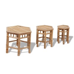 Tabourets de jardin lot de 3 bambou 524846524846