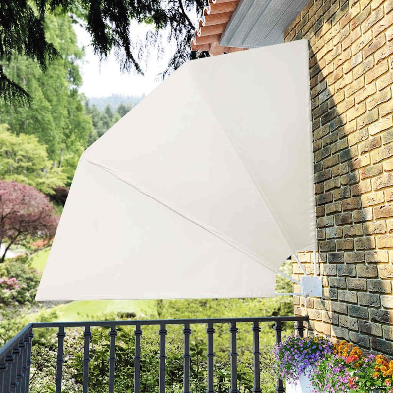 Auvent latéral pliable de balcon Crème 210 x 210 cm  524863524863