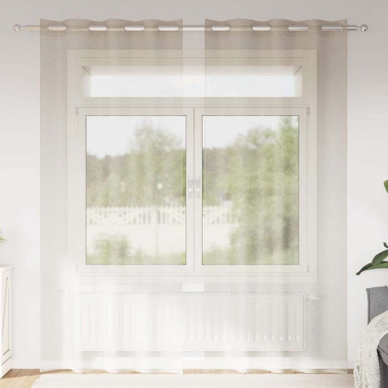 Rideau en Voile 2 pcs Couleur sable 260 x 140 cm Polyester 524882524882