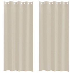 Rideau en Voile 2 pcs Couleur sable 225 x 140 cm Polyester 524884524884