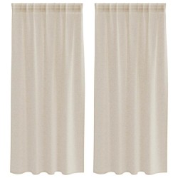 Rideau en Voile 2 pcs Couleur sable 175 x 140 cm Polyester 524895524895