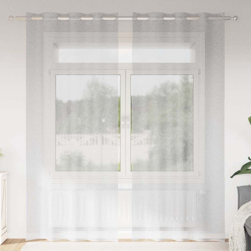 Rideau en Voile 2 pcs Gris clair 260 x 140 cm Polyester 524900524900