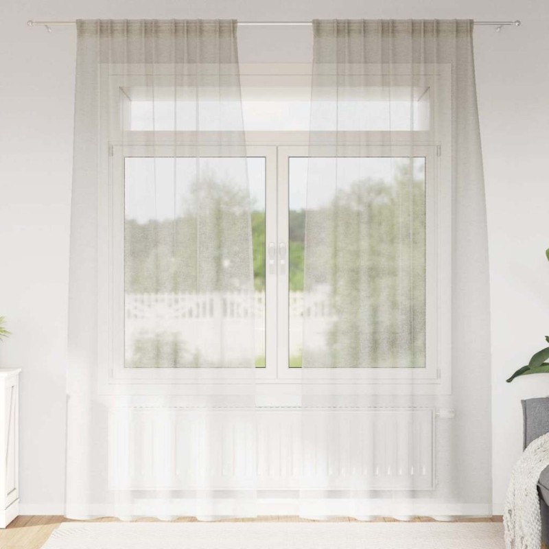 Rideau en Voile 2 pcs Crème 225 x 140 cm Polyester 524901524901