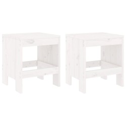 Tabourets de jardin lot de 2 blanc 40x36x45 cm bois massif pin 524904524904