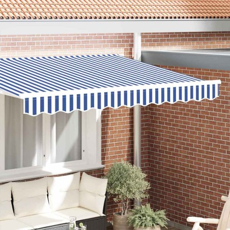 Cordon d'auvent Bleu et Blanc 230 x 20 cm Toile 524973524973