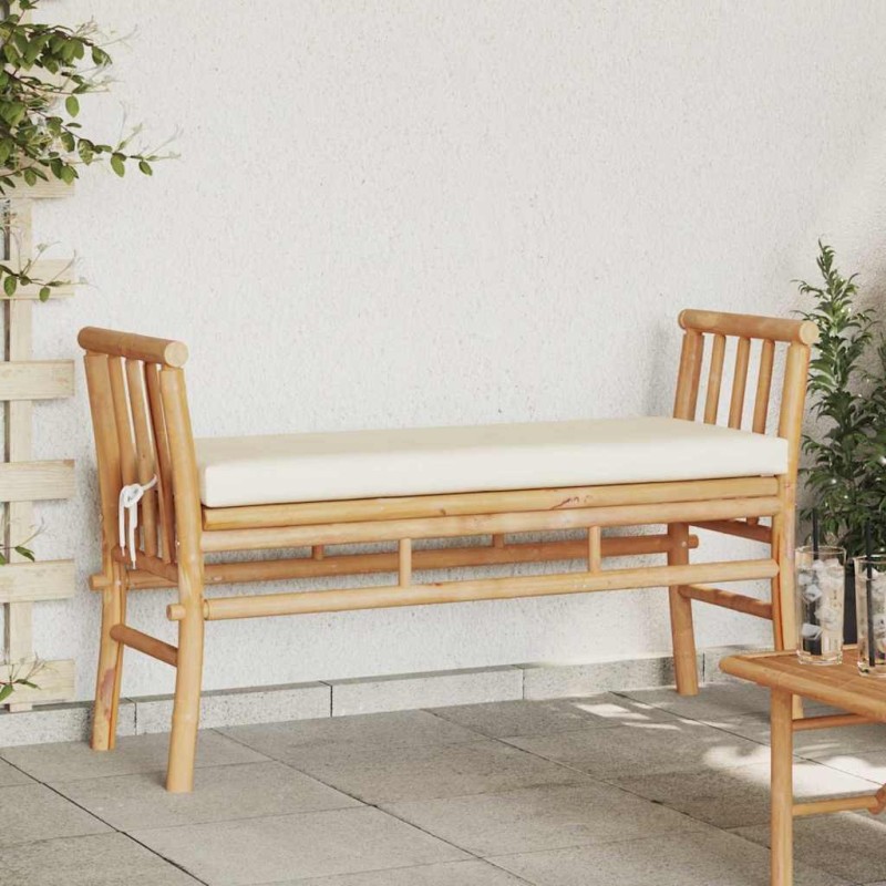 Banc de jardin avec coussin Marron 110 x 38 x 65cm Bambou 525028525028