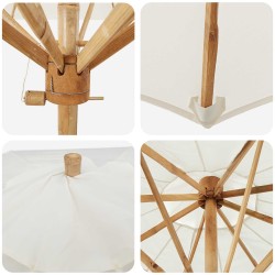 Parasol de jardin Blanc crème Ø 180 x 230 cm Bambou 525029525029
