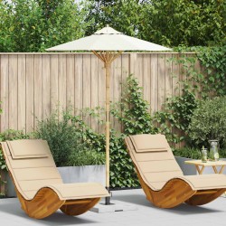 Parasol de jardin Blanc crème Ø 150 x 210 cm Bambou 525030525030