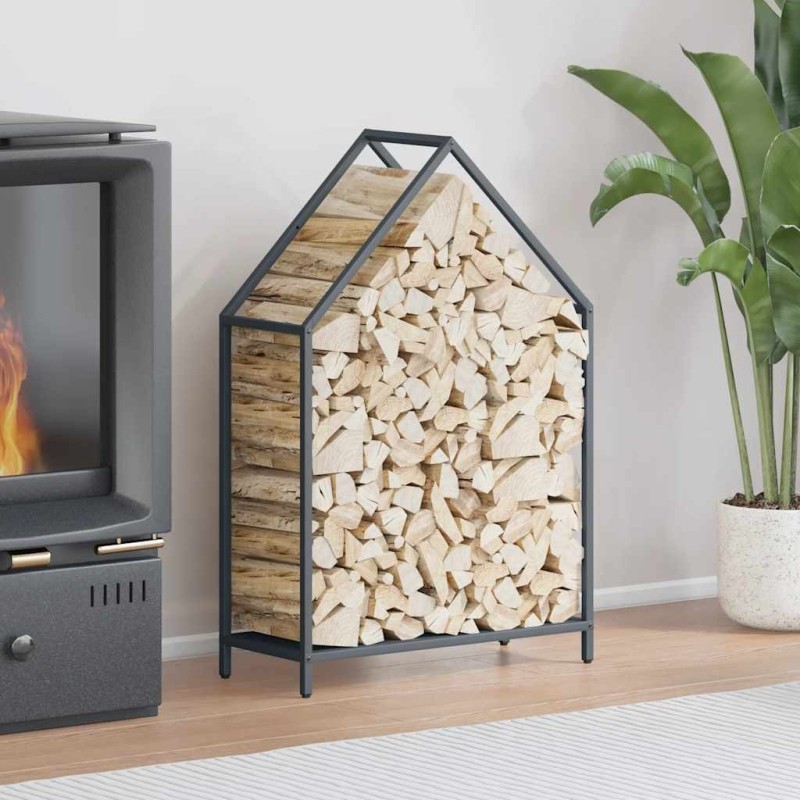 Portant de bois chauffage anthracite 60x25x90 cm 525031525031