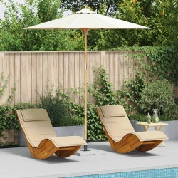Parasol de jardin Blanc crème Ø 240 x 260 cm Bambou 525032525032