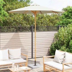 Parasol de jardin Blanc crème Ø 240 x 260 cm Bambou 525032525032