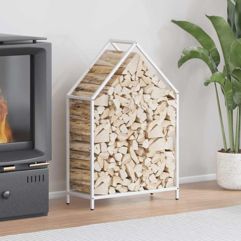 Portant de bois chauffage blanc 60x25x90 cm 525039525039