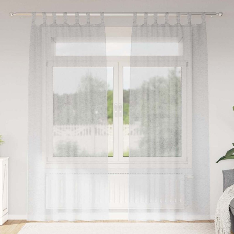Rideau en Voile 2 pcs Gris clair 225 x 140 cm Polyester 525040525040