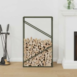 Portant de bois chauffage vert olive 60x25x100 cm 525065525065