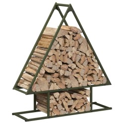 Portant de bois chauffage vert olive 80x25x90 cm 525100525100