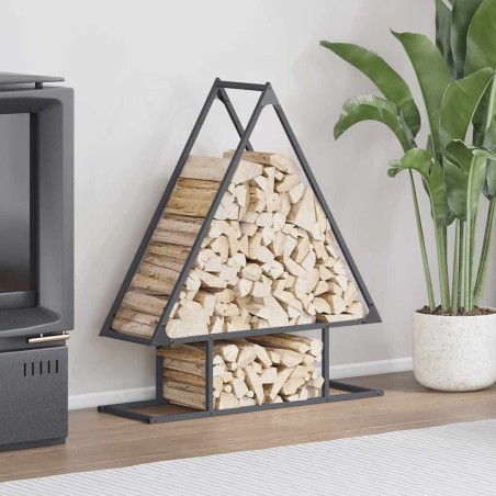 Portant de bois chauffage anthracite 80x25x90 cm 525101525101