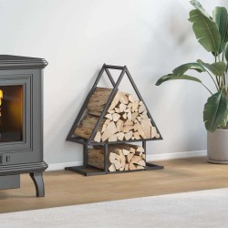Portant de bois chauffage noir 50x25x60 cm 525105525105
