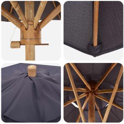 Parasol de jardin Gris foncé Ø 270 x 260 cm Bambou 525110525110