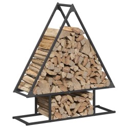 Portant de bois chauffage noir 80x25x90 cm 525111525111