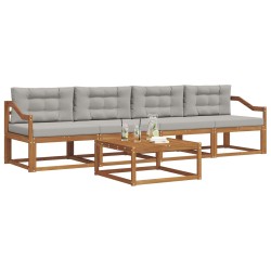 Ensemble de canapés d'extérieur 5 pcs Gris Naturel et Clair 525132525132