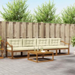 Ensemble de canapés d'extérieur 5 pcs Naturel et Crème 525133525133