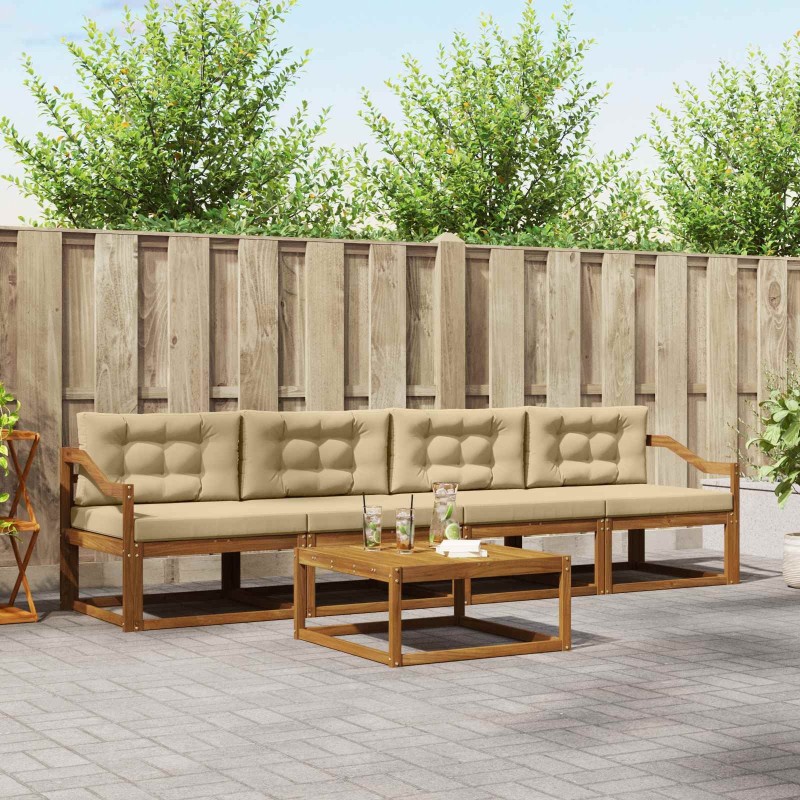 Ensemble de canapés d'extérieur 5 pcs Naturel et Beige 525142525142