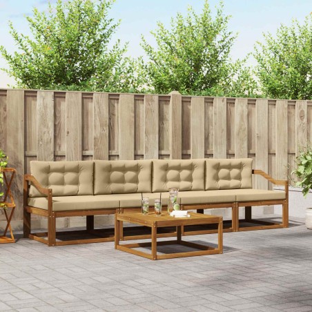 Ensemble de canapés d'extérieur 5 pcs Naturel et Beige 525142525142