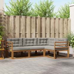 Ensemble de canapés d'extérieur 4 pcs Gris Naturel et Clair 525155525155