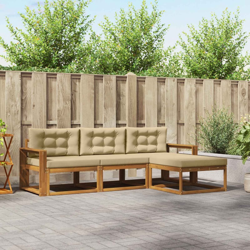Ensemble de canapés d'extérieur 4 pcs Naturel et Beige 525181525181