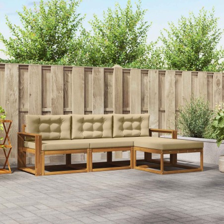 Ensemble de canapés d'extérieur 4 pcs Naturel et Beige 525181525181