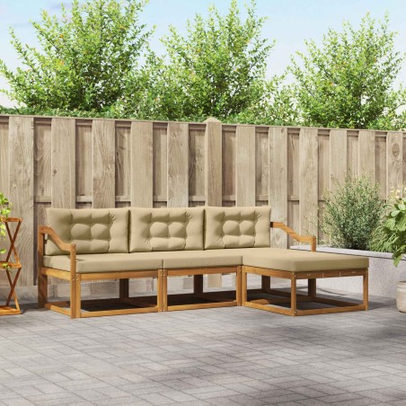 Ensemble de canapés d'extérieur 4 pcs Naturel et Beige 525192525192