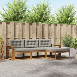 Ensemble de canapés d'extérieur 4 pcs Gris Naturel et Clair 525193525193